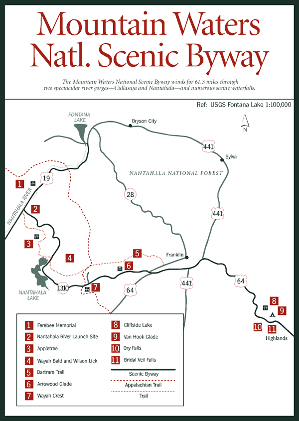 Map of Mountain Waters National Scenic Byway: Driving and Trails